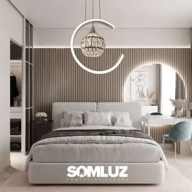 Candil Colgante Led 100w 3 Tonos de Luz, Atenuable con Control Remoto SomLuz