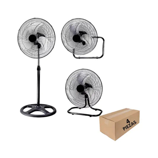 Ventilador Negro 3 En 1 Pedestal 60w Paquete con 4 piezas Lumicraft