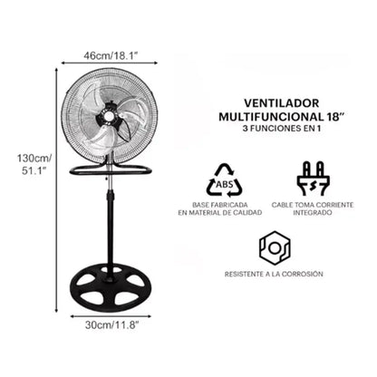 Ventilador Negro 3 En 1 Pedestal 60w Paquete con 4 piezas Lumicraft