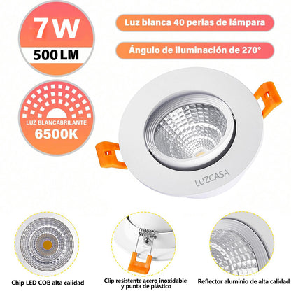 7W Empotrado Spot Led Dirigible Luz Blanca Fría 6500k 10 Pzs - THSB7W
