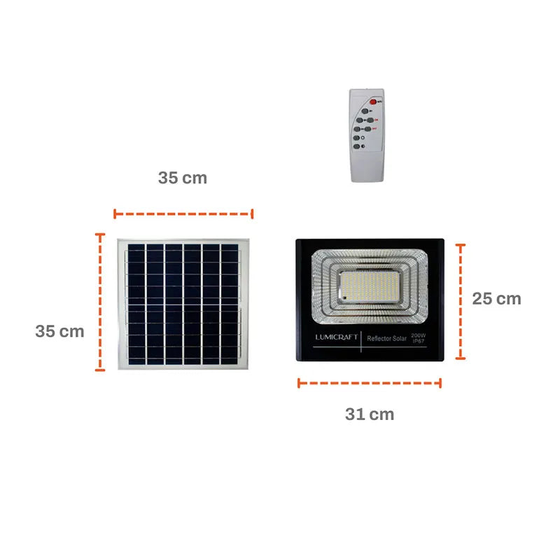 Reflector Led con Panel Solar 200W con Control remoto Lumicraft
