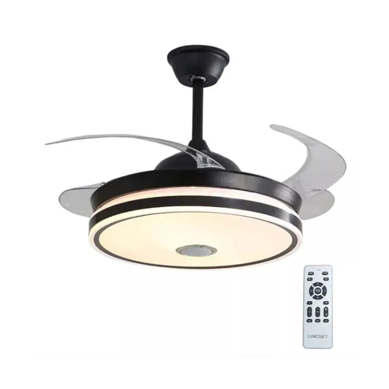 Lampara de Techo Led con Ventilador 88w con Aspa Retráctil 3 Tonos de Luz Atenuable y Bocina vía Bluetooth con Control Remoto Lumicraft