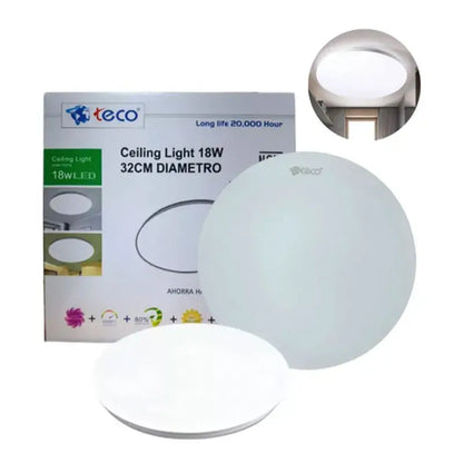 Lampara Plafón Led 18w Para Techo Luz Blanca Sobreponer 32cm Teco