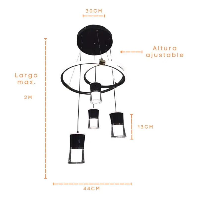 Candil Colgante Led 100w 3 Tonos de Luz, Atenuable con Control Remoto SomLuz