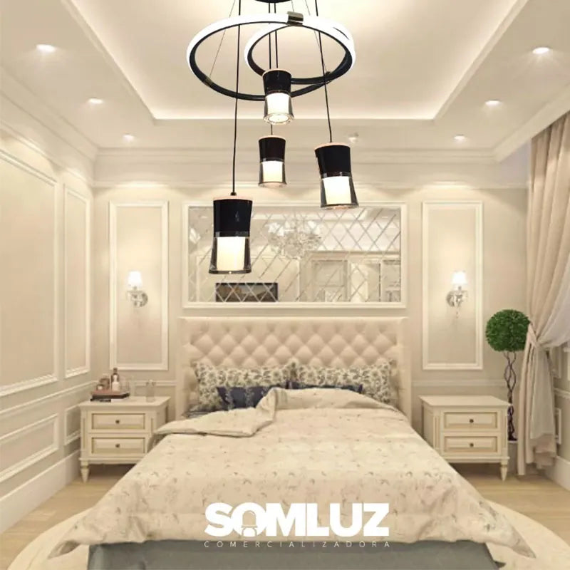 Candil Colgante Led 100w 3 Tonos de Luz, Atenuable con Control Remoto SomLuz