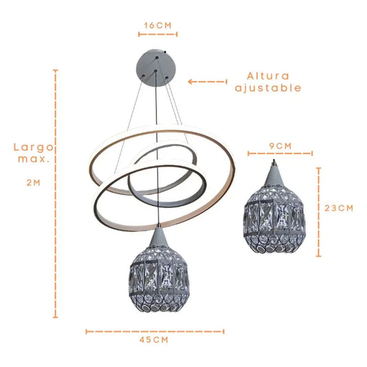 Candil Colgante Led 100w 3 Tonos de Luz Atenuable, con Control Remoto SomLuz