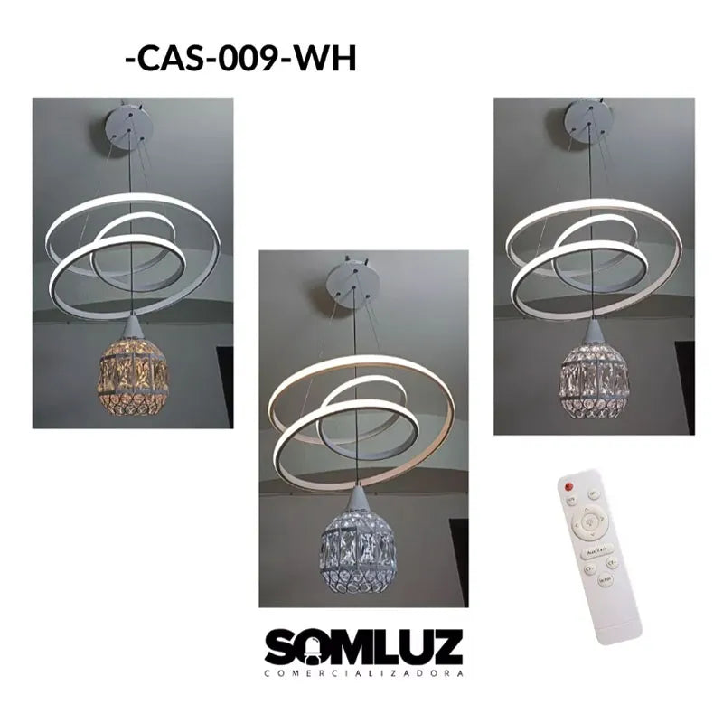 Candil Colgante Led 100w 3 Tonos de Luz Atenuable, con Control Remoto SomLuz