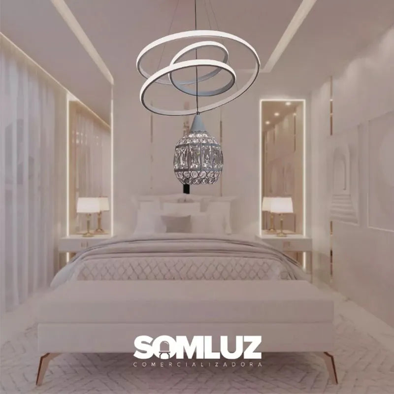 Candil Colgante Led 100w 3 Tonos de Luz Atenuable, con Control Remoto SomLuz