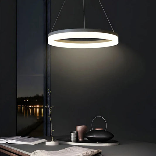 Candil Colgante Led de Cristal 100w 1 Aro, 3 Tonos de Luz Atenuable con Control Remoto SomLuz