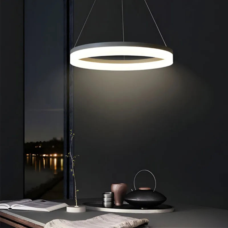 Candil Colgante Led de Cristal 100w 1 Aro, 3 Tonos de Luz Atenuable con Control Remoto SomLuz