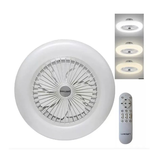 Lámpara de Techo Led con Ventilador 88w Redondo 3 Tonos de Luz Atenuable con Control Remoto Lumicraft