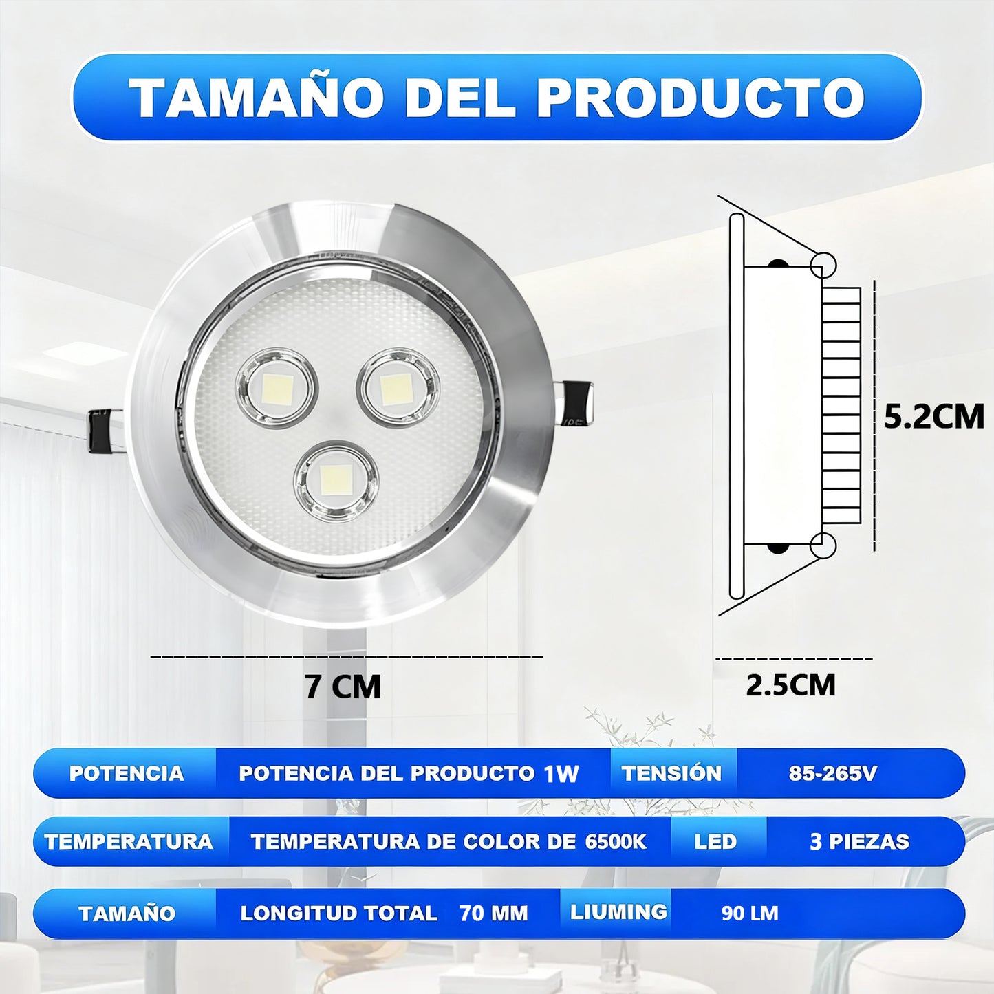 Empotrado Plafon Led 1w Spot Dirigible Satinado Plateado Luz Calida o Blanco - THLB1W & THLC1W