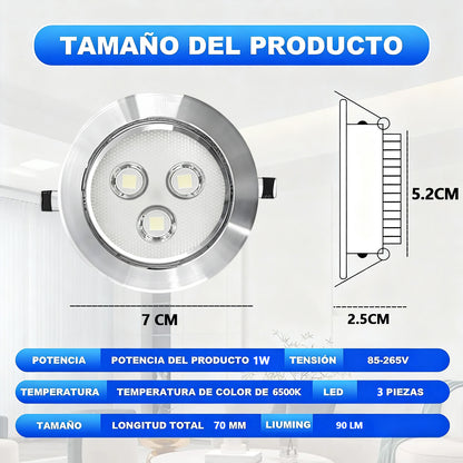 Empotrado Plafon Led 1w Spot Dirigible Satinado Plateado Luz Calida o Blanco - THLB1W & THLC1W