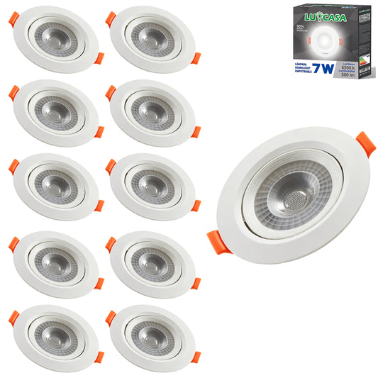 7W Empotrado Spot Led Dirigible Luz Blanca Fría 6500k 10 Pzs - THSB7W