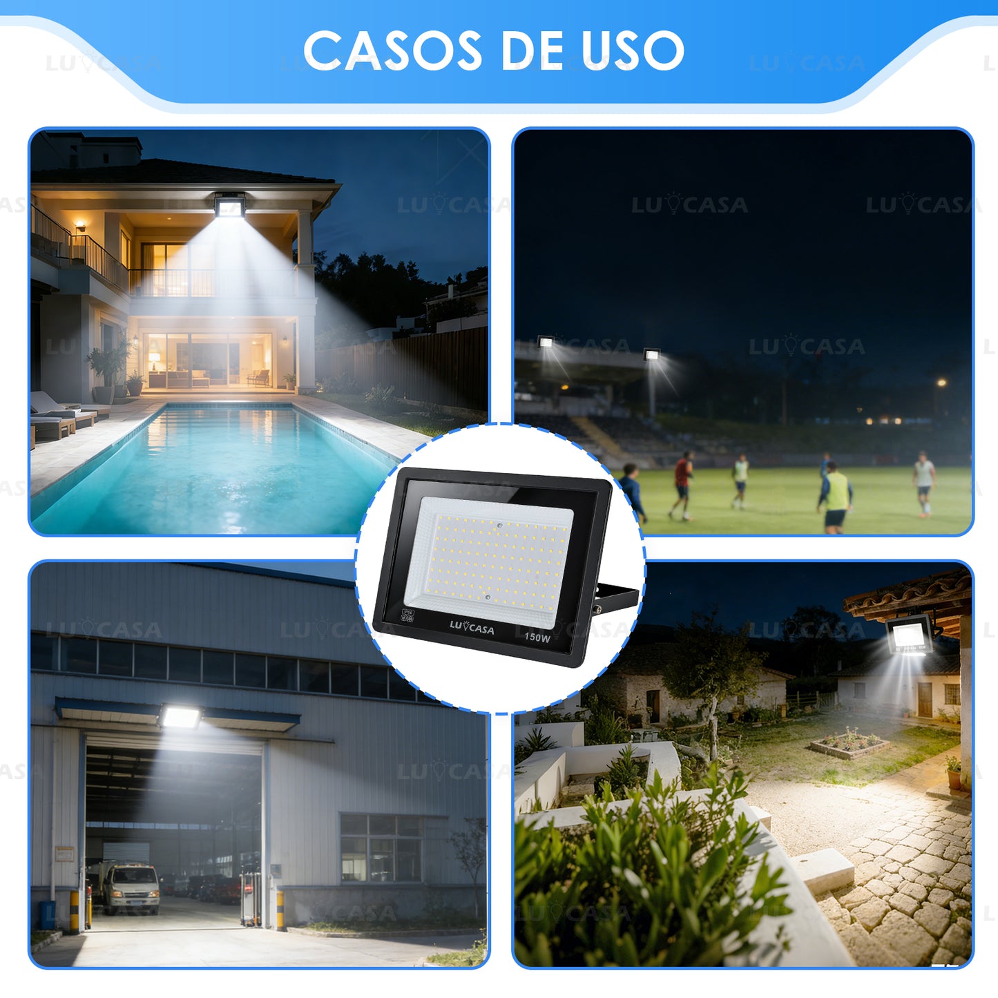 Reflector Led 150W Lampara Exterior IP66 Luz Blanco fria 15000LM XPG150W