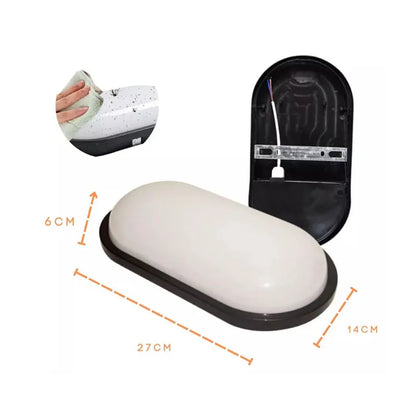 Lámpara para Exteriores a Prueba de Vapor de Led 20w Ovalado Marco Negro Luz Blanco Frío Lumicraft