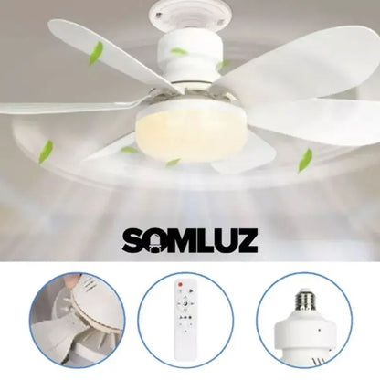 Foco Lampara Led Ventilador De Aspas 3 tonos de Luz C/control Lumicraft