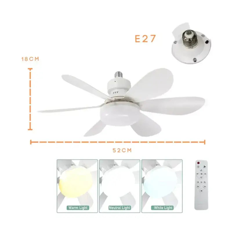 Foco Lampara Led Ventilador De Aspas 3 tonos de Luz C/control Lumicraft