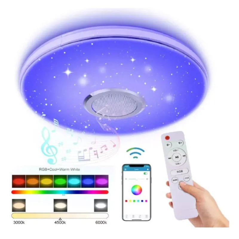 Lámpara de Techo 40w Led RGB vía Bluetooth con Bocina y Control Remoto Lumicraft