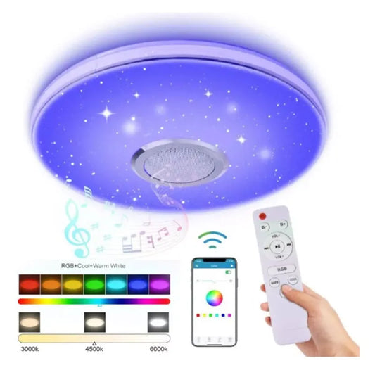 Lámpara de Techo 40w Led RGB vía Bluetooth con Bocina y Control Remoto Lumicraft