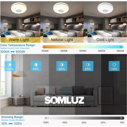 Lámpara de Techo 40w Led RGB vía Bluetooth con Bocina y Control Remoto Lumicraft
