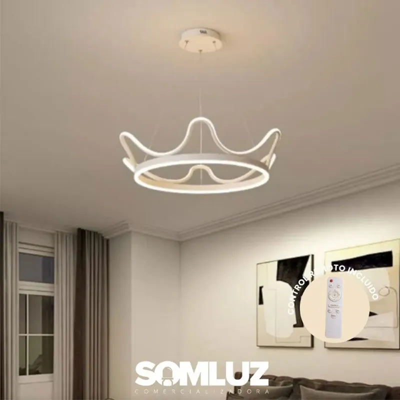 Lámpara Colgante de Led 100w 3 Tonos Dimeable Corona con Control Remoto SomLuz