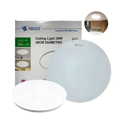 Lampara Plafón Led 36w Para Techo Luz Blanca Lisa 48cm Teco