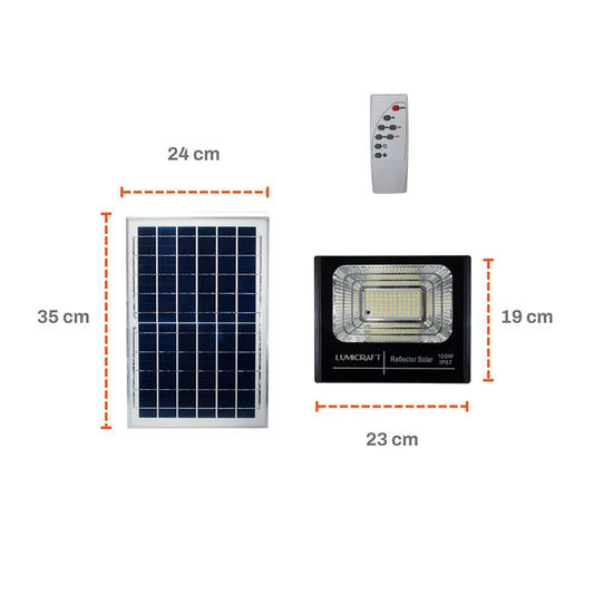 Reflector Led con Panel Solar 100W con Control remoto  Lumicraft