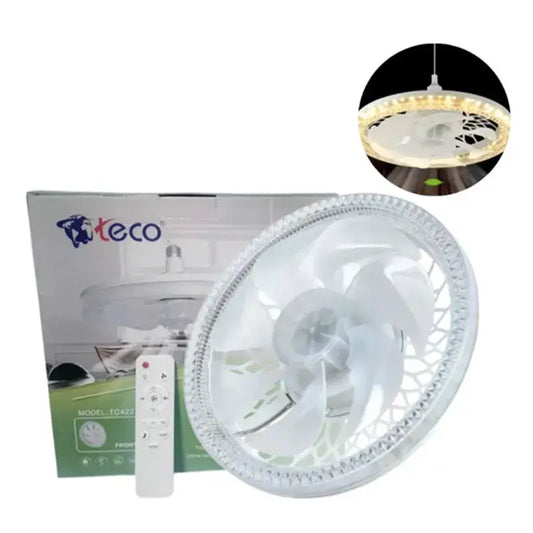 Foco Lampara Led Ventilador Silencioso 3 Tonos De Luz con Control Remoto Teco