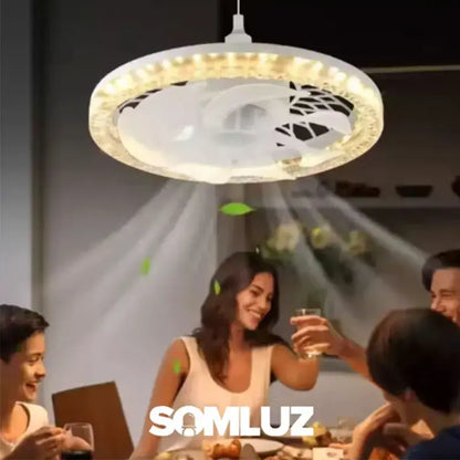 Foco Lampara Led Ventilador Silencioso 3 Tonos De Luz con Control Remoto Teco