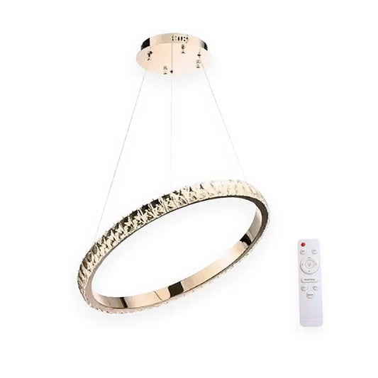 Candil Colgante Led de Cristal 100w 1 Aro, 3 Tonos de Luz Atenuable con Control Remoto SomLuz