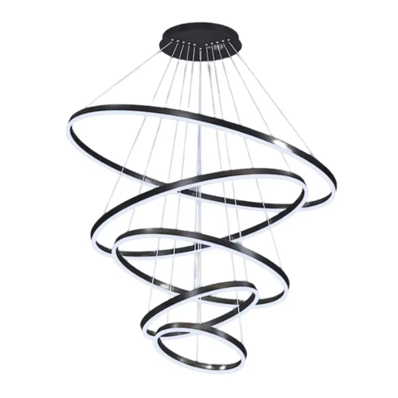 Candil Colgante 5 Aros de Led 100w 3 Tonos de Luz Atenuable con Control Remoto SomLuz