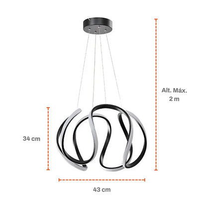 Candil Colgante Esfera de Led 100w 3 Tonos de Luz Atenuable con Control Remoto SomLuz