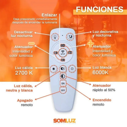 Candil Colgante Esfera de Led 100w 3 Tonos de Luz Atenuable con Control Remoto SomLuz
