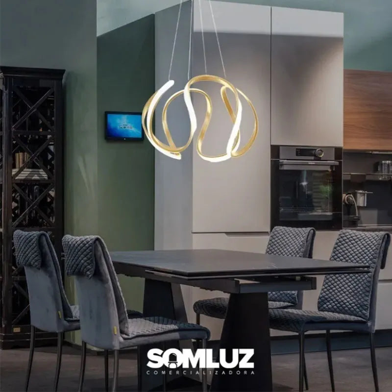 Candil Colgante Esfera de Led 100w 3 Tonos de Luz Atenuable con Control Remoto SomLuz