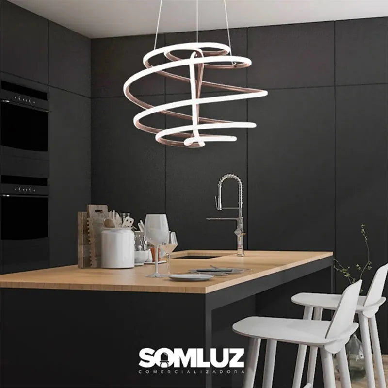 Candil Colgante Esfera de Led 100w 3 Tonos de Luz Atenuable con Control Remoto SomLuz