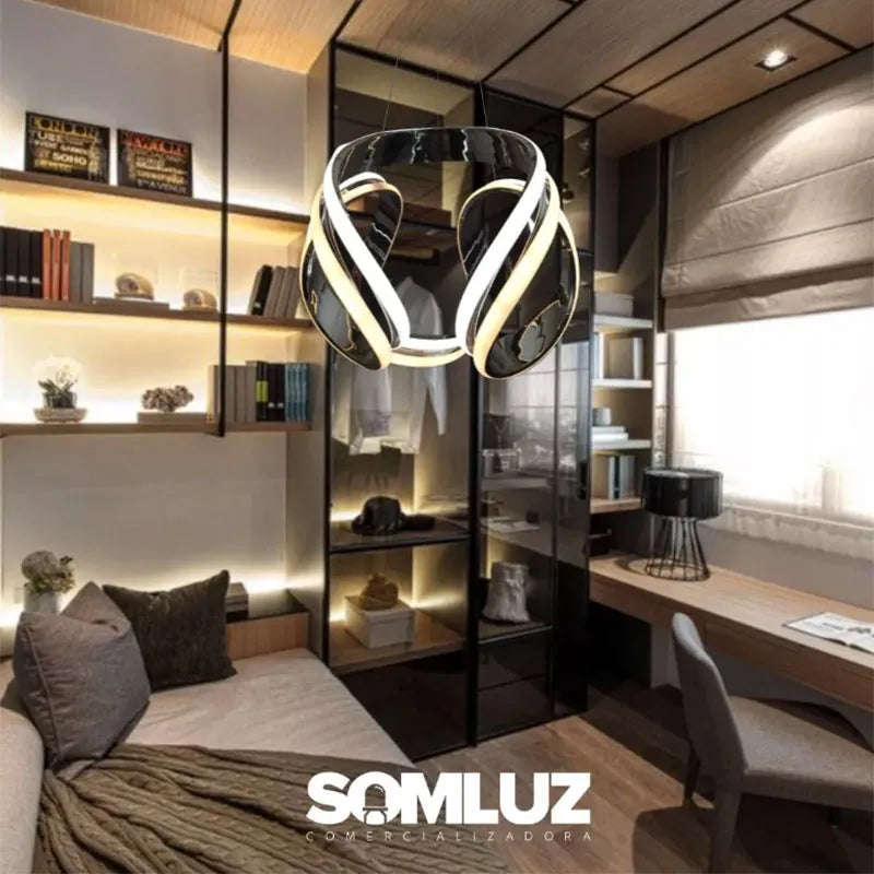 Candil Colgante Led 100W 3 Tonos de Luz, Atenuable con Control Remoto SomLuz