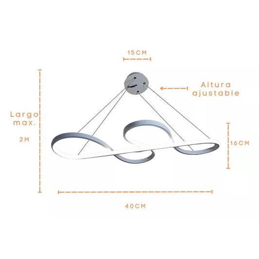 Candil Colgante Led 100w 3 Tonos de Luz, Atenuable con Control Remoto SomLuz