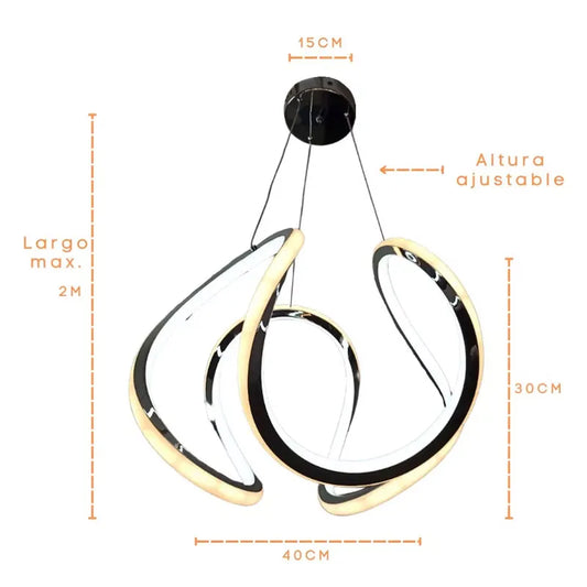 Candil Colgante Led 100w 3 Tonos de Luz Atenuable con Control Remoto SomLuz