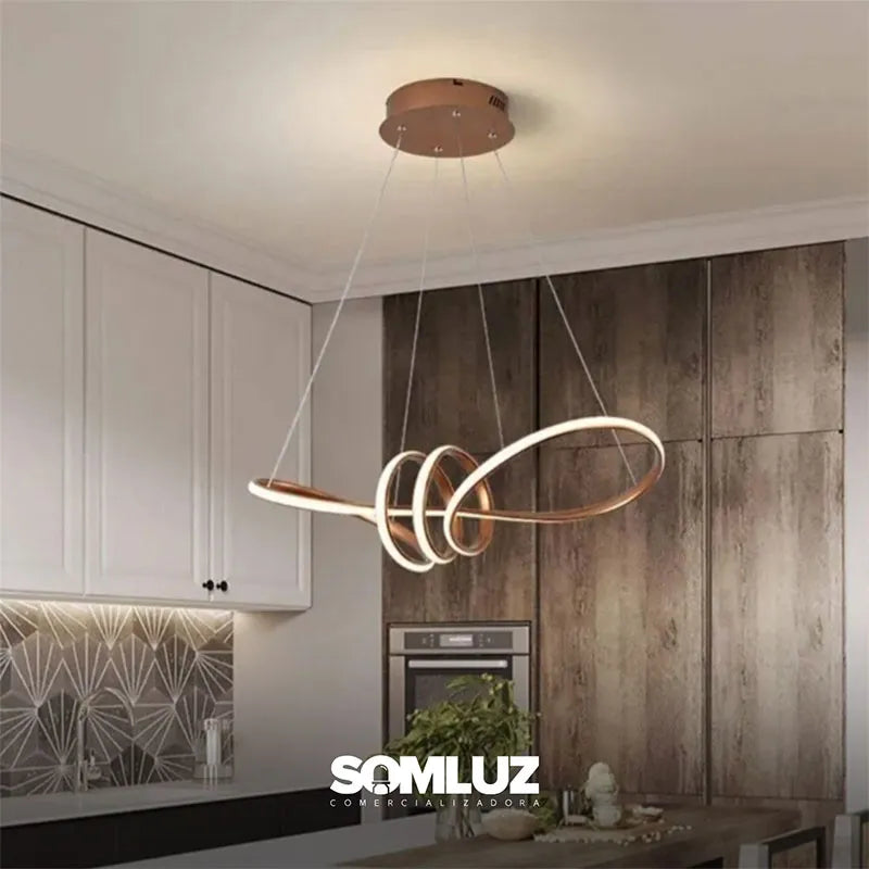 Candil Colgante Nudo de Led 100w 3 Tonos de luz Atenuable con control Remoto SomLuz