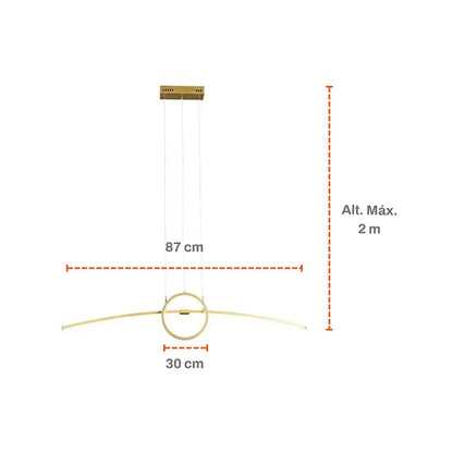 Candil Colgante de Led 100w 3 Tonos de Luz Atenuable con Control Remoto SomLuz