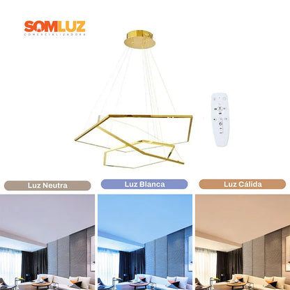 Candil Colgante de Led 100w 3 Tonos de Luz Atenuable con Control Remoto SomLuz