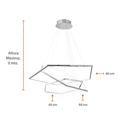 Candil Colgante de Led 100w 3 Tonos de Luz Atenuable con Control Remoto SomLuz