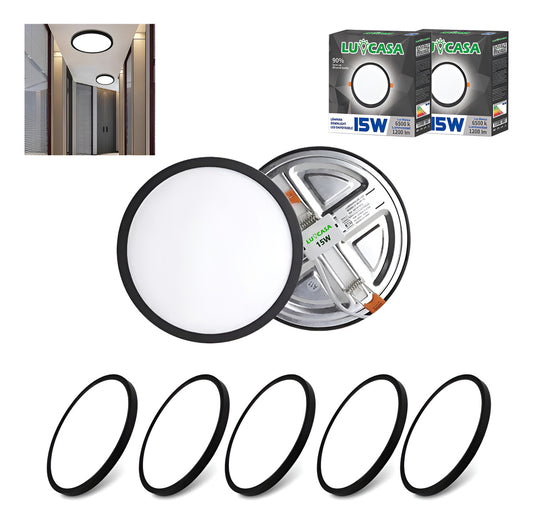 PLAFÓN PARA EMPOTRAR 15W AJUSTABLE LUZ BLANCO MARCO NEGRO