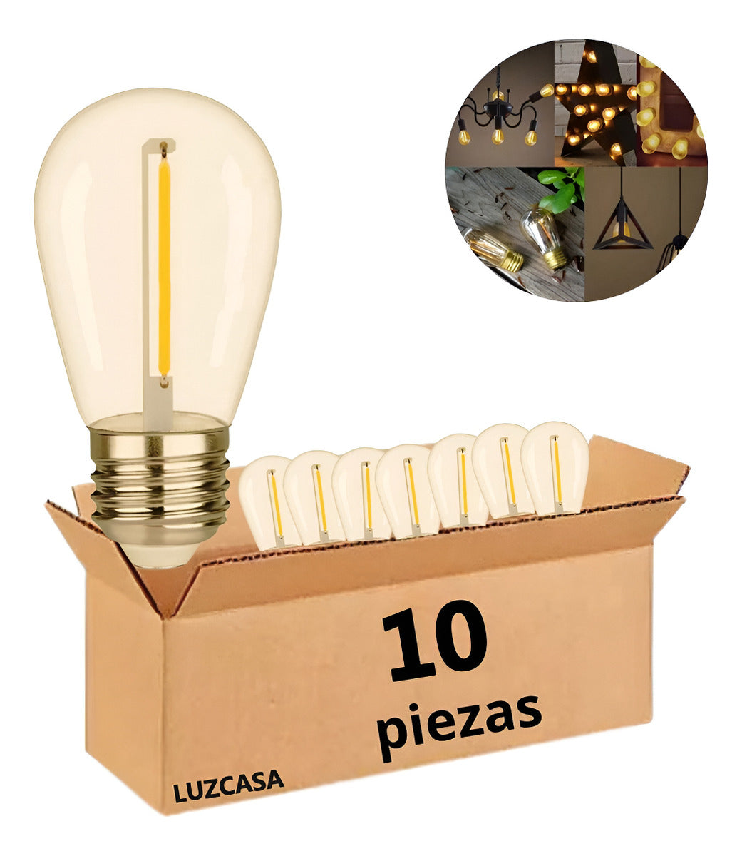Focos Vintage Led Cristal Bombillas Led Edison 2700k E26 Blanco Cálido 10piezas