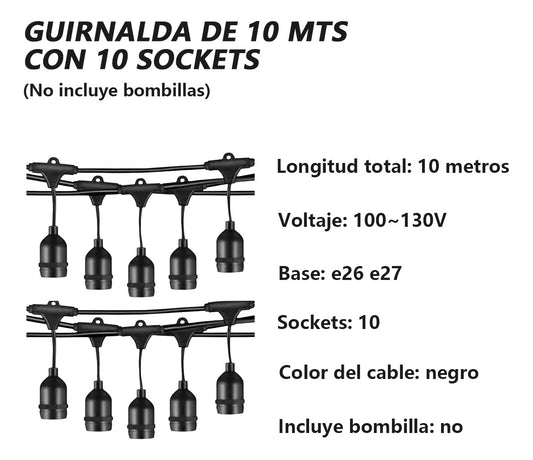 GUIRNALDA De 10 MTS ( 10 SOCKETS ) - DS10M10C