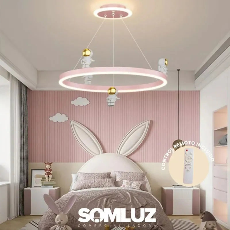 Lámpara Colgante Infantil de Led 100w 3 Tonos Dimeable con Control Remoto SomLuz