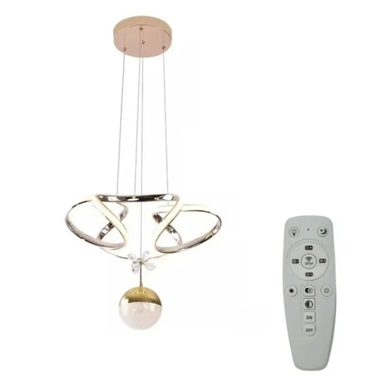 Lámpara Led Colgante Moderna Plata 3 Tonos + Control Remoto