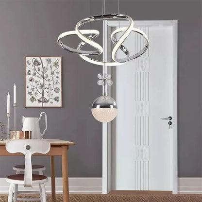 Lámpara Led Colgante Moderna Plata 3 Tonos + Control Remoto