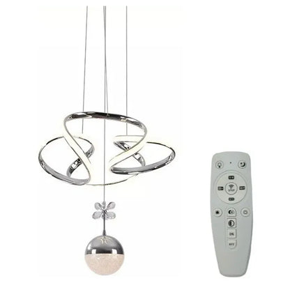 Lámpara Led Colgante Moderna Plata 3 Tonos + Control Remoto